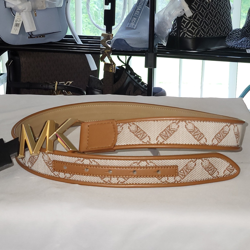 Michael Kors Brown Logo Tote Bag/Wallet/Belt Set   Natural/Luggage - Picture 10 of 10